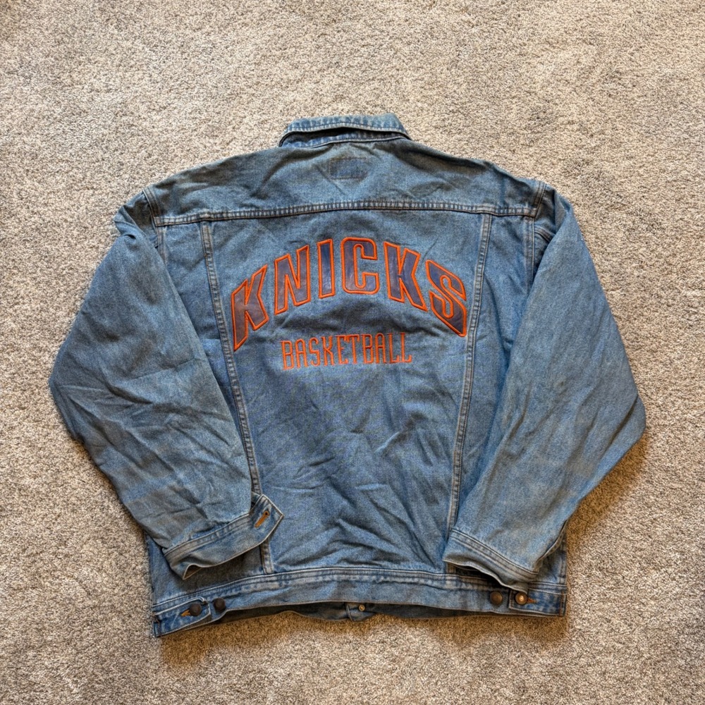 Vintage Identity Inc NY Knicks Basketball Denim Jacket Medium Wash XL Blue